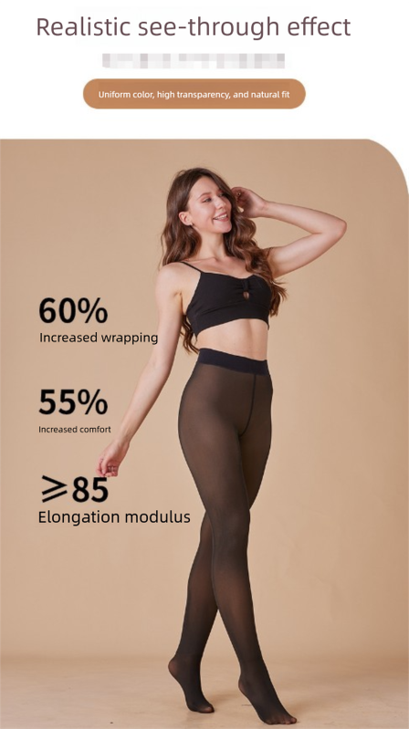2 PCS Women's Fake Translucent Tights Sheer Illusion Footed Pantyhose High view 4