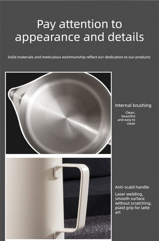 600ml Stainless Steel Milk Frothing Pitcher Pointed Spout Steaming Jug with view 7