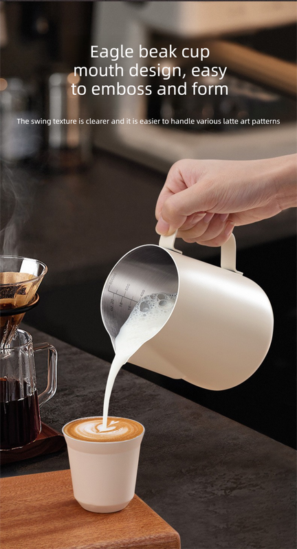 350ml Stainless Steel Milk Frothing Pitcher with Latte Art Pen Pointed Spout view 4