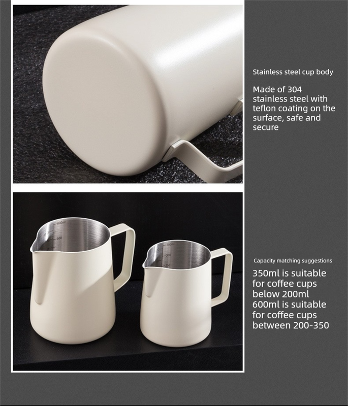 350ml Stainless Steel Milk Frothing Pitcher Pointed Spout Steaming Jug with view 8