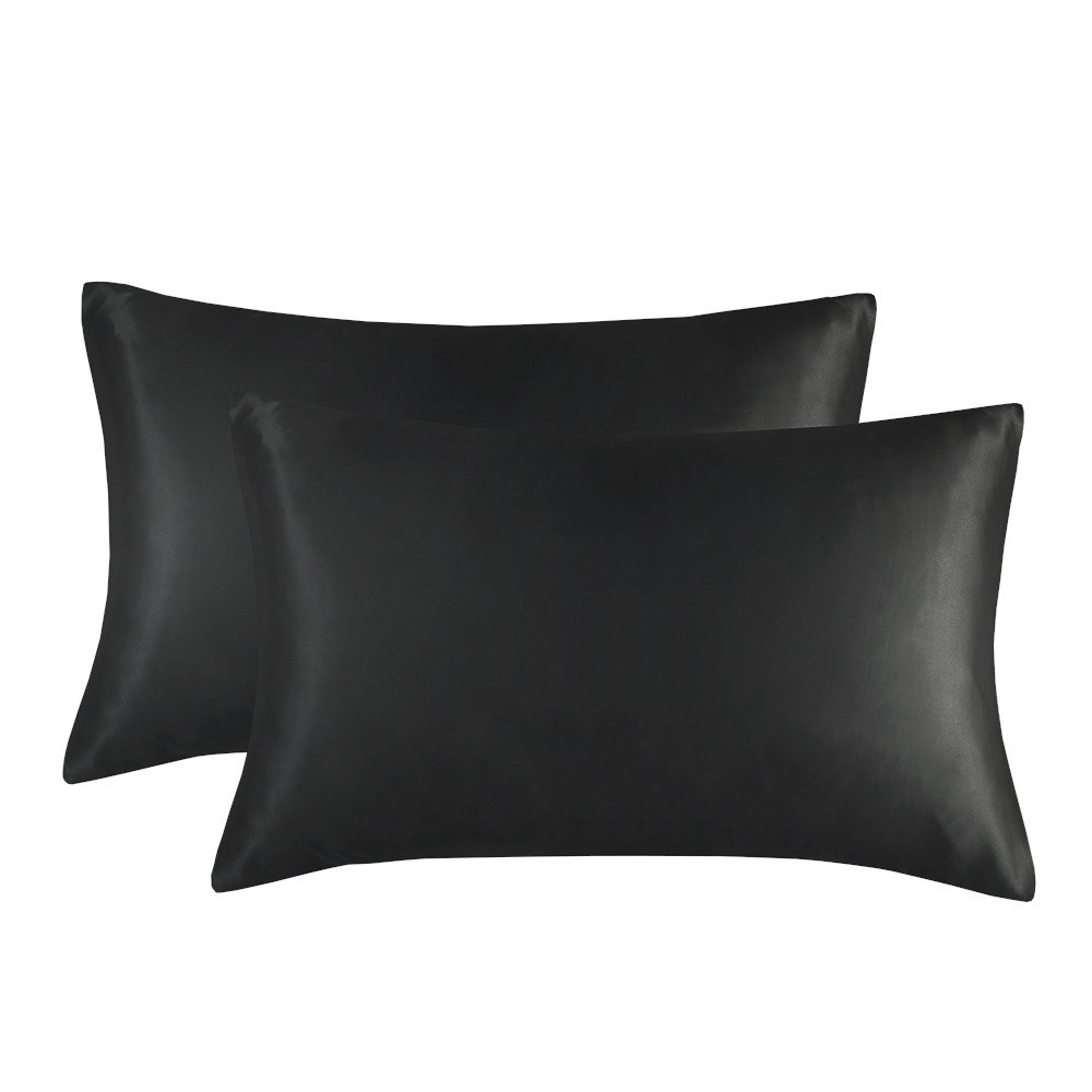 1-Pair Black Luxury Satin Silk Pillowcase for Hair and Skin - Smooth Cooling