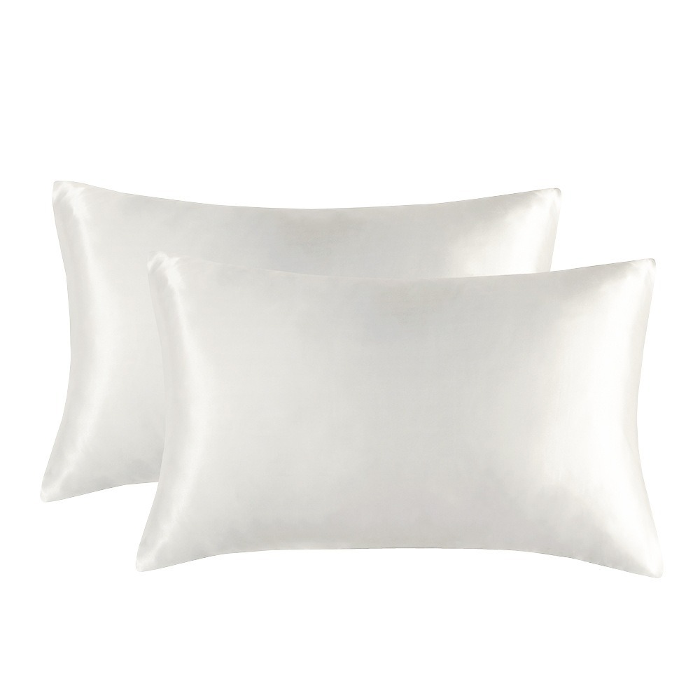 1-Pair White Luxury Satin Silk Pillowcase for Hair and Skin - Smooth Cooling