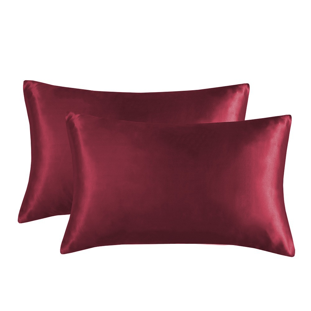 1-Pair Wine Red Luxury Satin Silk Pillowcase for Hair and Skin - Smooth