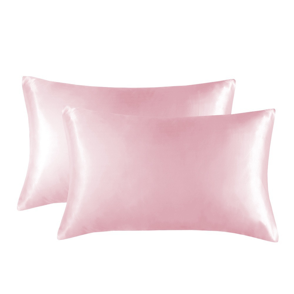 1-Pair Pink Luxury Satin Silk Pillowcase for Hair and Skin - Smooth Cooling
