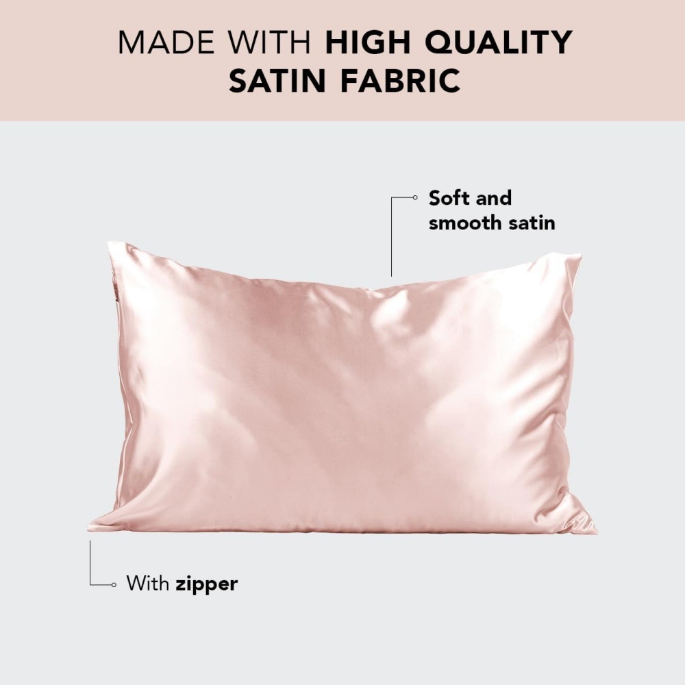 1-Pair Pink Luxury Satin Silk Pillowcase for Hair and Skin - Smooth Cooling view 2