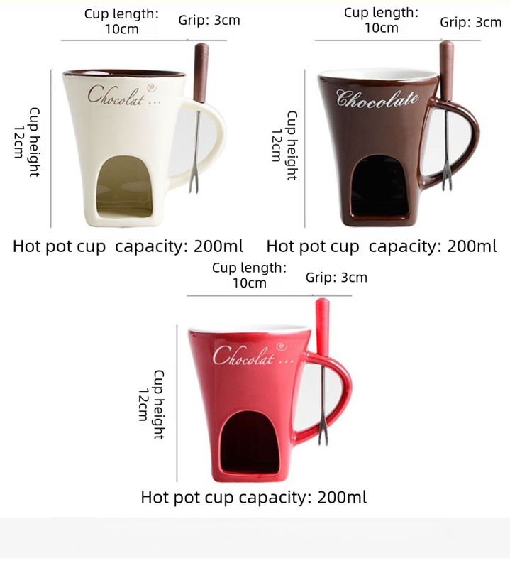White European Style Ceramic Chocolate & Cheese Melter Set - 200ml Mini view 7