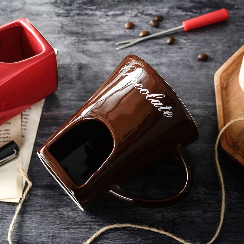 Coffee European Style Ceramic Chocolate & Cheese Melter Set - 200ml Mini