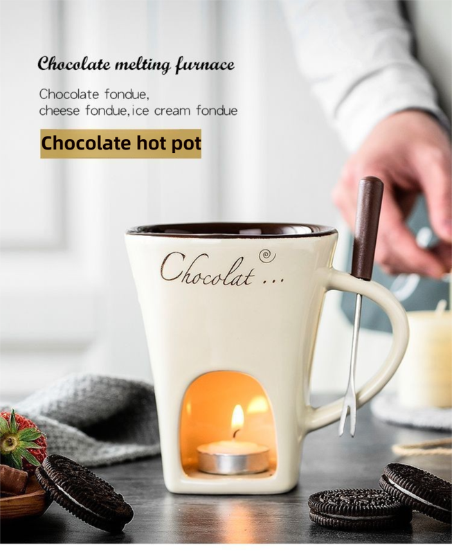 Coffee European Style Ceramic Chocolate & Cheese Melter Set - 200ml Mini view 2
