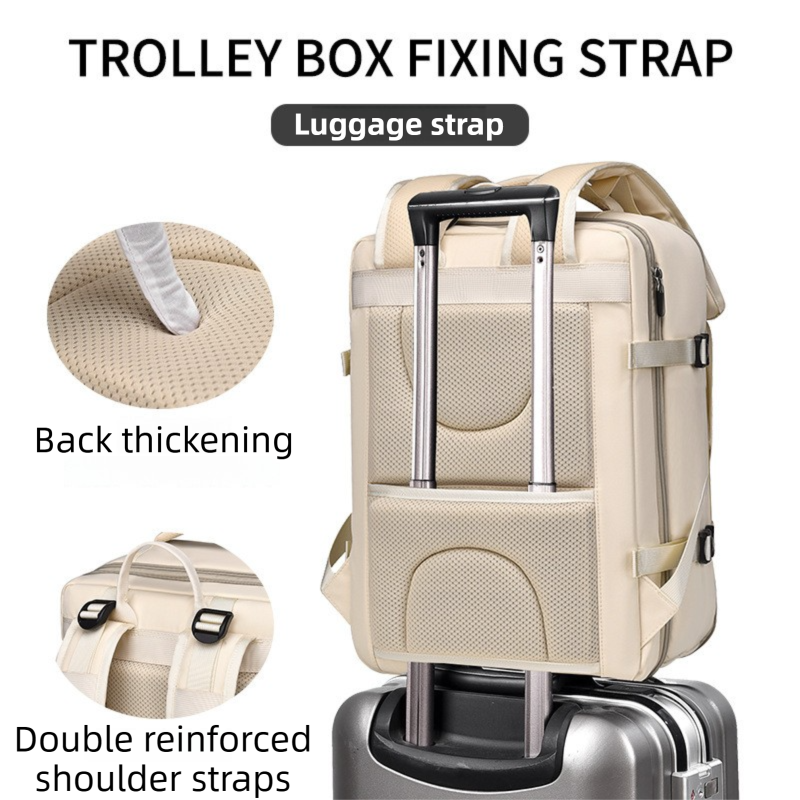 Blue Expandable Travel Laptop Backpack with USB Charging Port - Waterproof view 4