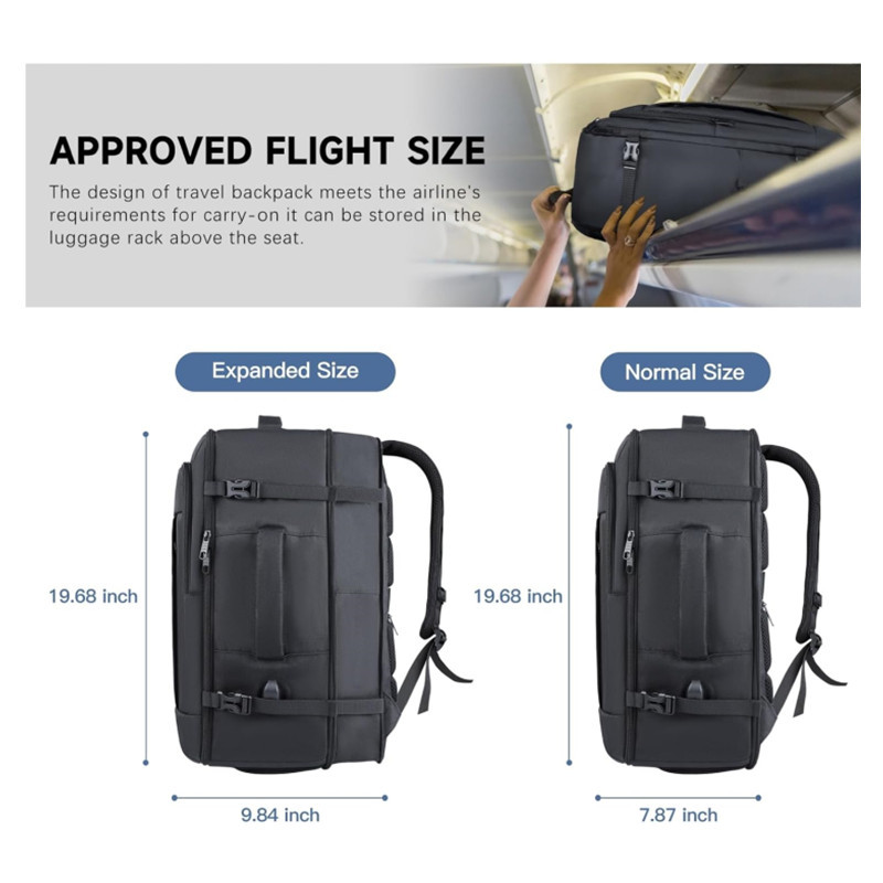 Grey Expandable 17-Inch Laptop Travel Backpack with USB Port - Durable TSA view 2