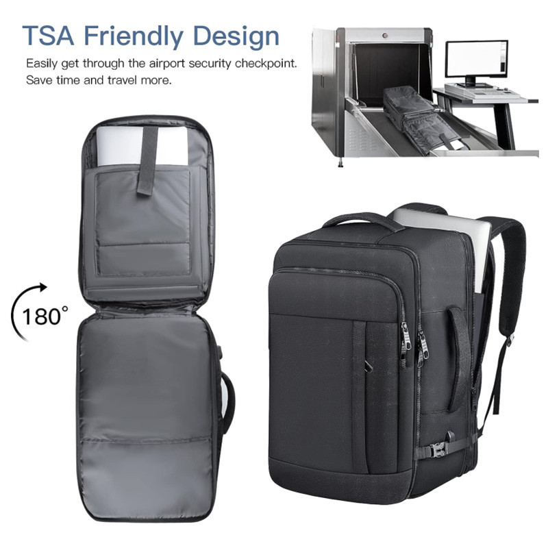 Grey Expandable 17-Inch Laptop Travel Backpack with USB Port - Durable TSA view 3