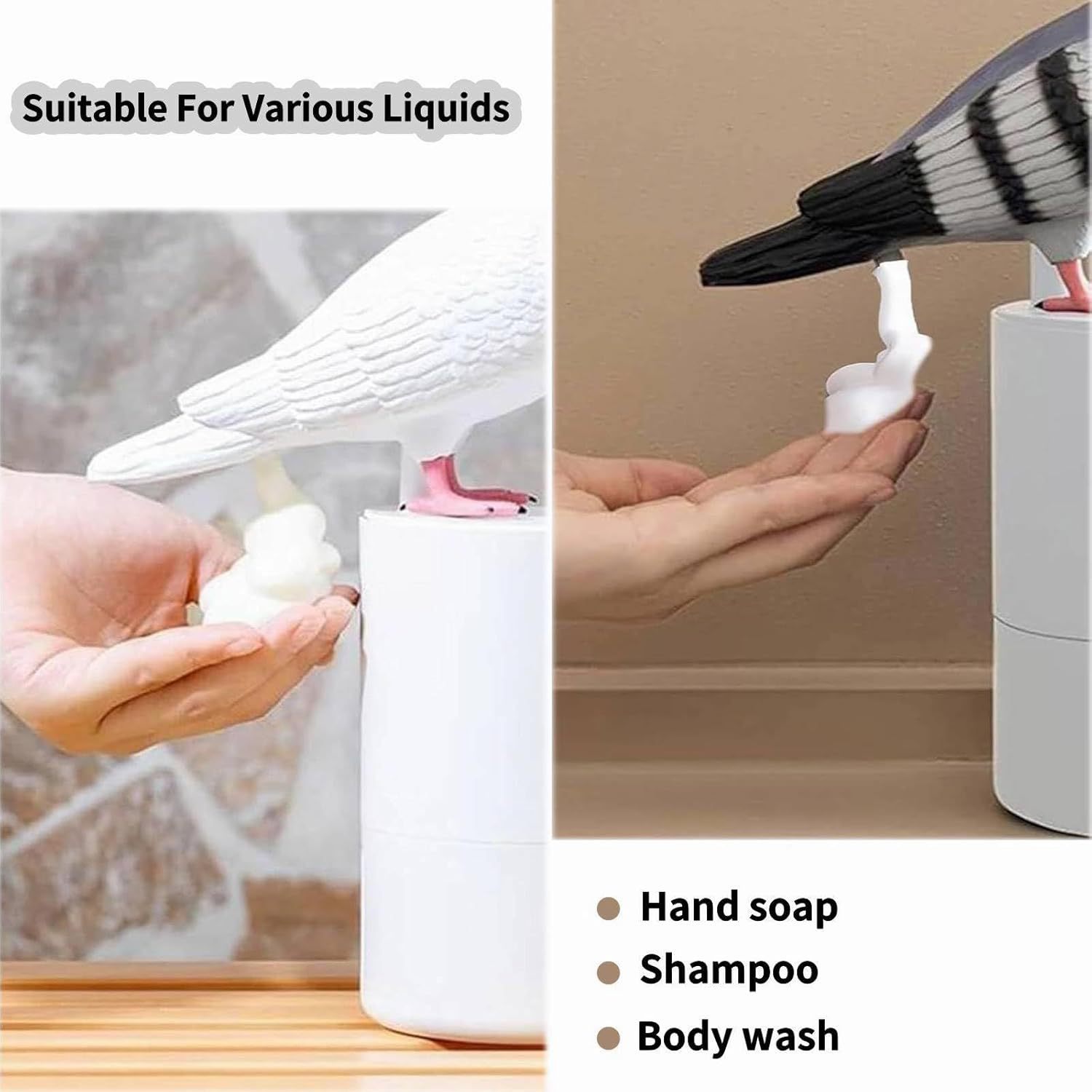 Adorable Grey Pigeon Smart Motion Sensor Foam Pump - Touchless Hand Washer view 3