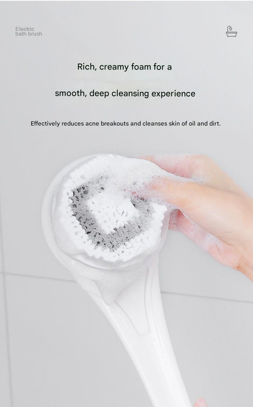 Pink Electric 360°Rotating Shower Brush with Long Handle for Back view 4