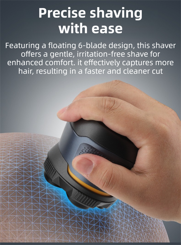 Blue Men's 6D Magnetic Rotary Head Shaver for Wet/Dry Use - Professional view 3