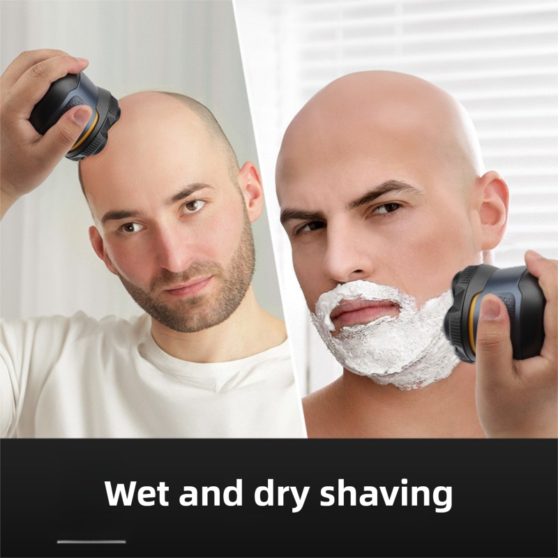Black Men's 6D Magnetic Rotary Head Shaver for Wet/Dry Use - Professional view 4
