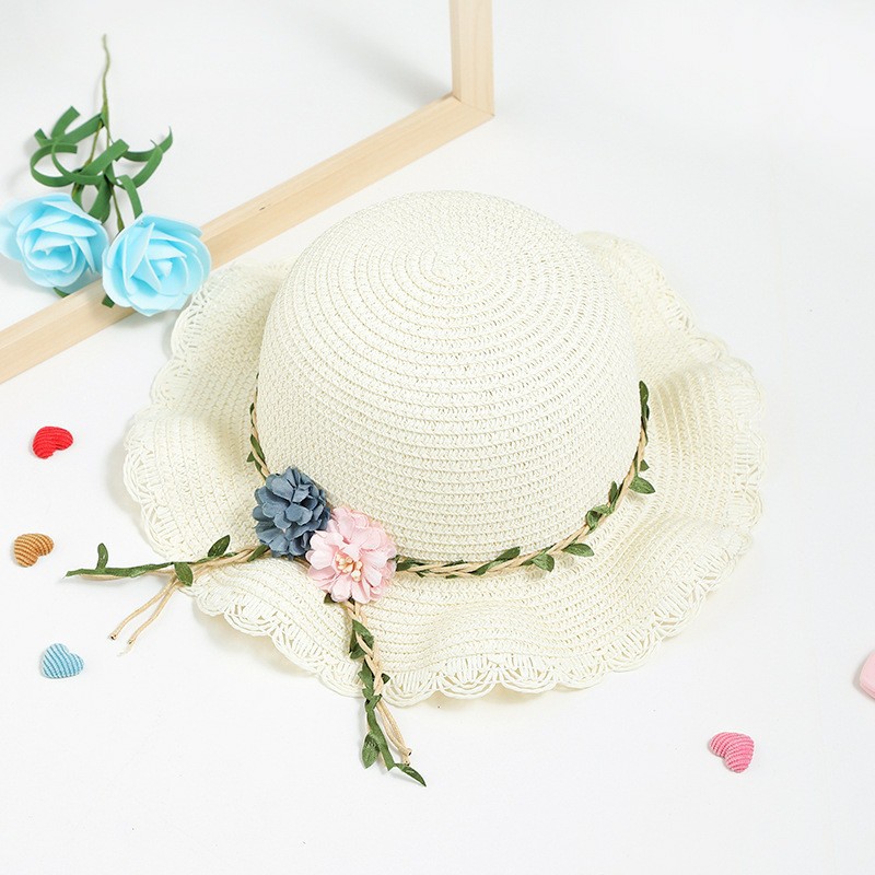 White Girls Summer Princess Straw Straw Hat and Matching Purse Set view 2