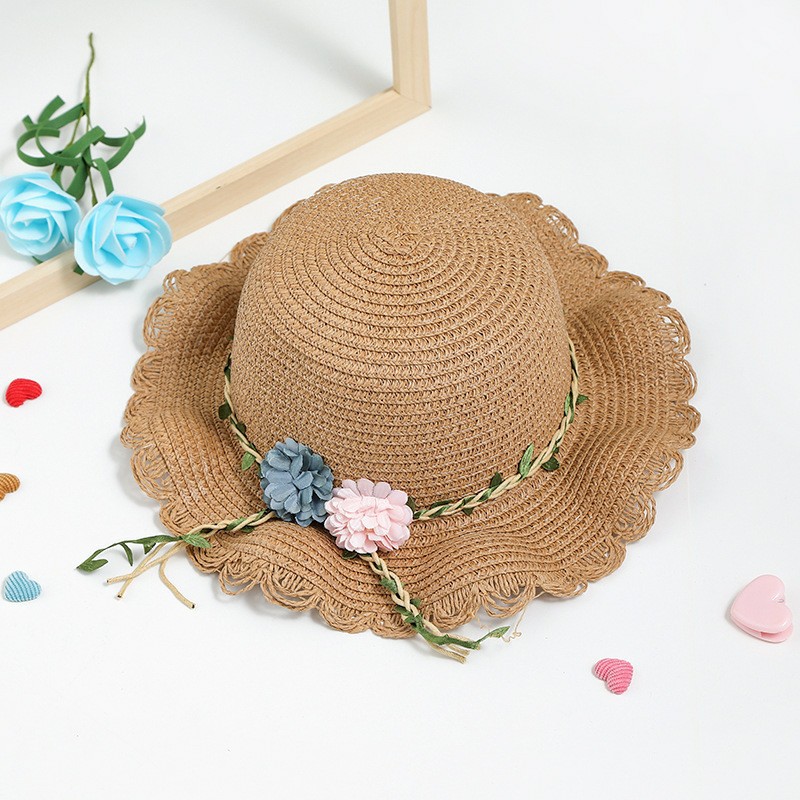 Khaki Girls Summer Princess Straw Straw Hat and Matching Purse Set view 2