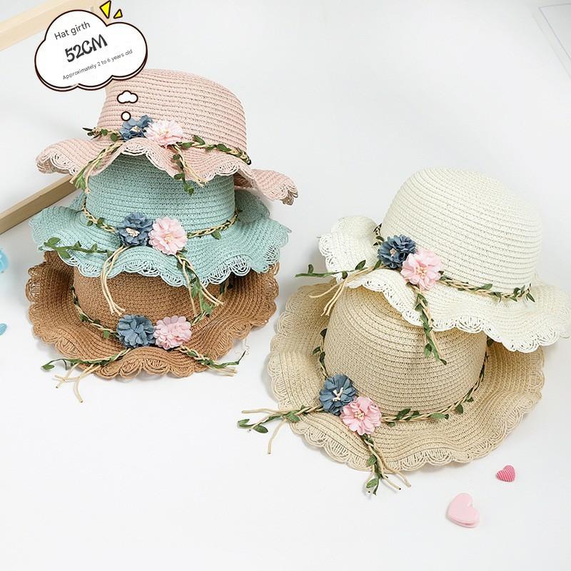 Khaki Girls Summer Princess Straw Straw Hat and Matching Purse Set view 3