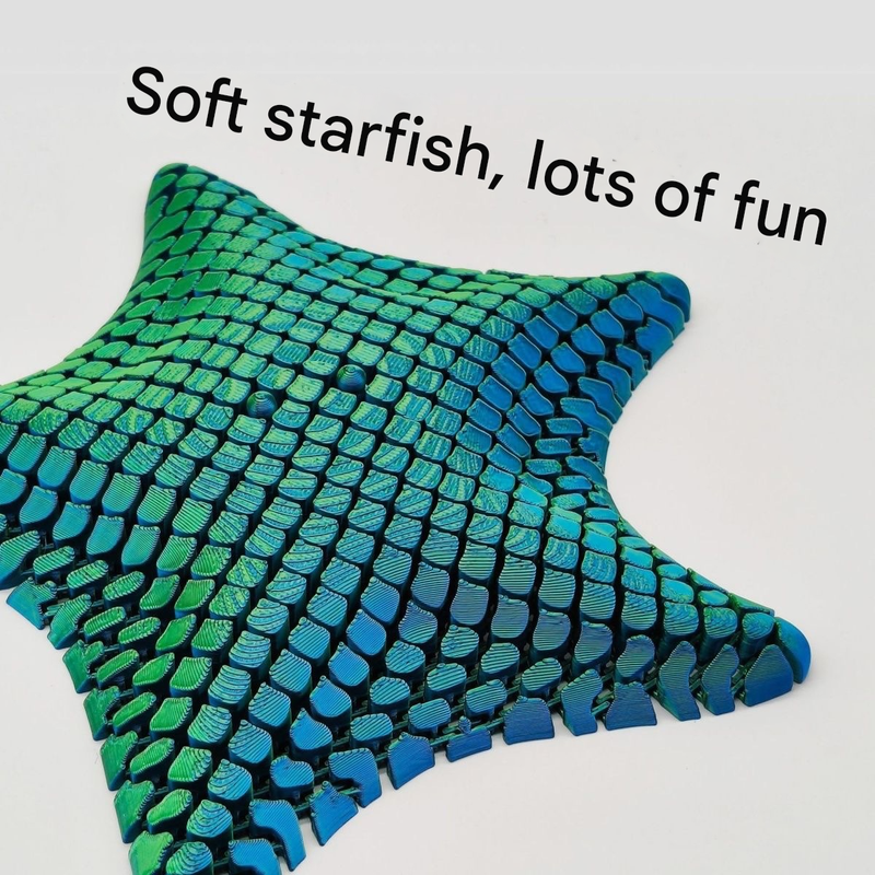 Orange 3D-Printed Articulated Starfish Fidget Toy for Stress Relief view 4