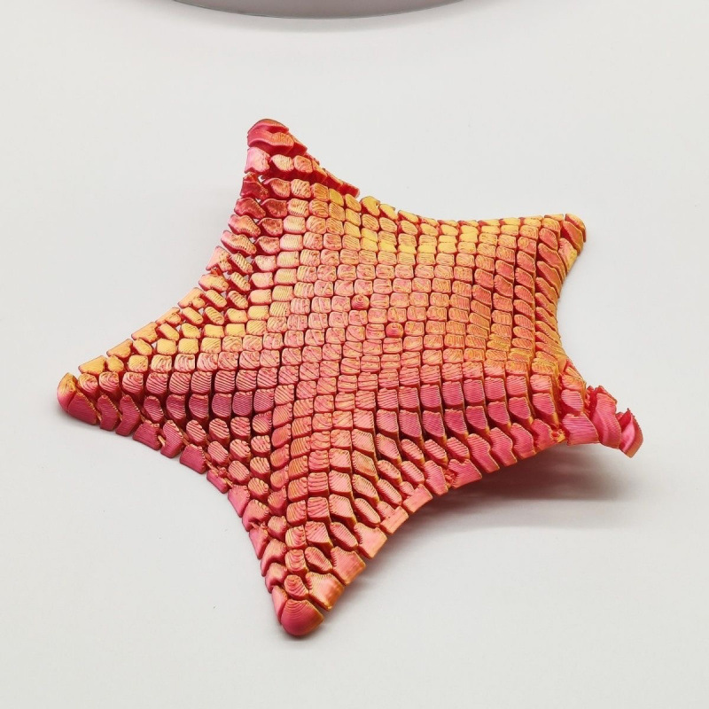 Red-Gold 3D-Printed Articulated Starfish Fidget Toy for Stress Relief