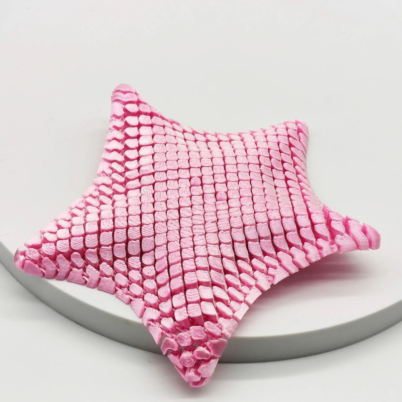 Pink 3D-Printed Articulated Starfish Fidget Toy for Stress Relief