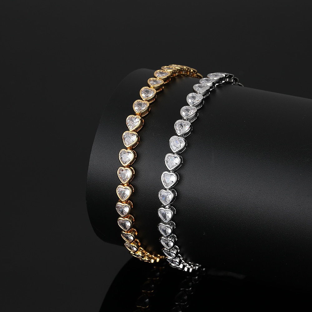 Sliver Bling Heart Tennis Bracelet for Women with Micro-Paved Heart Zirconia view 2