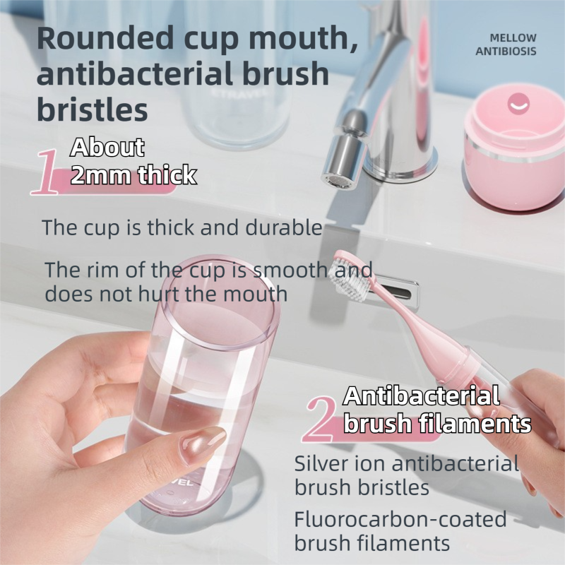 Pink Portable 2-in-1 Travel Toothbrush/Toothpaste Organizer & Mouthwash Cup view 2