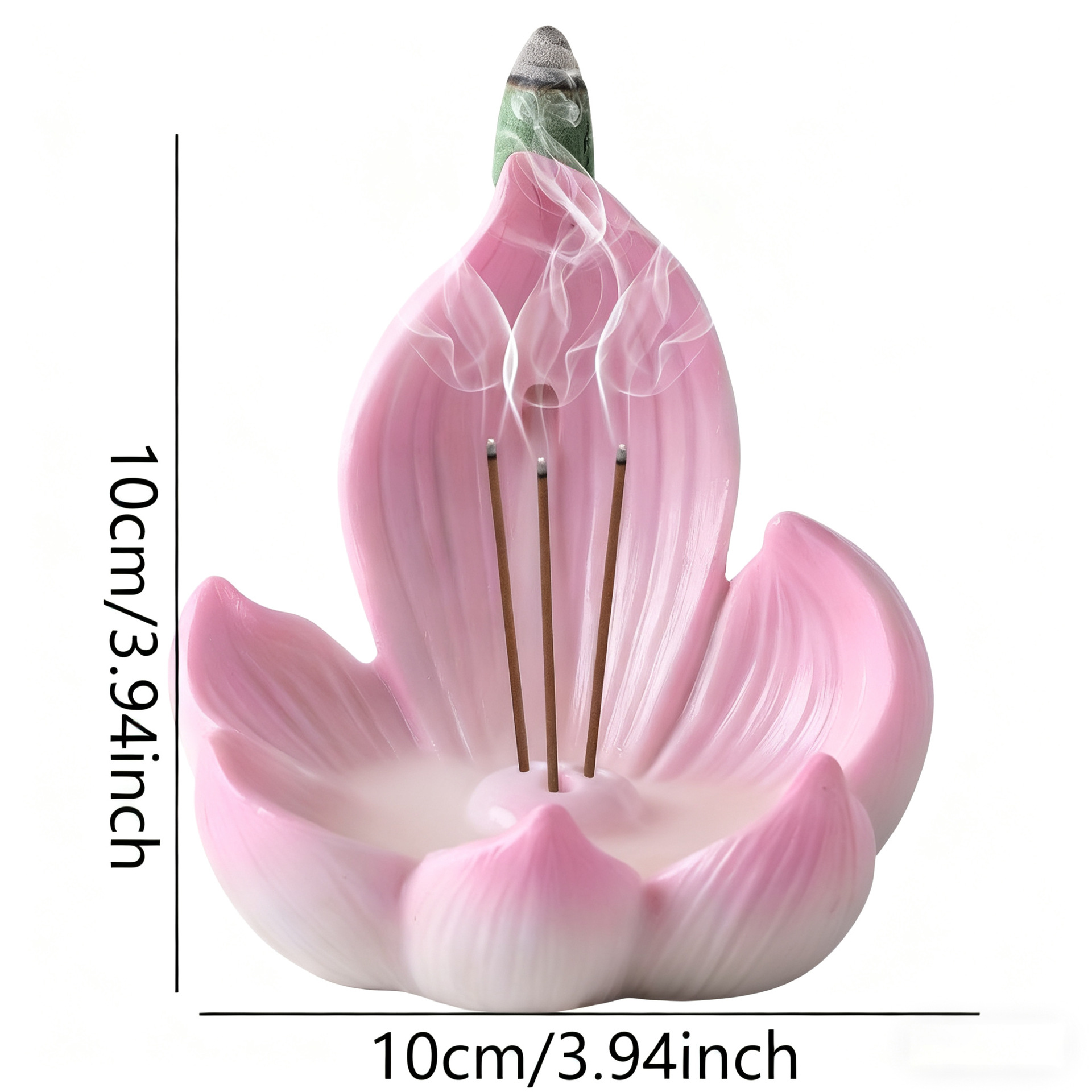 Pink Zen Lotus Waterfall Backflow Aroma Diffuser - Premium Elegant Resin Craft view 2