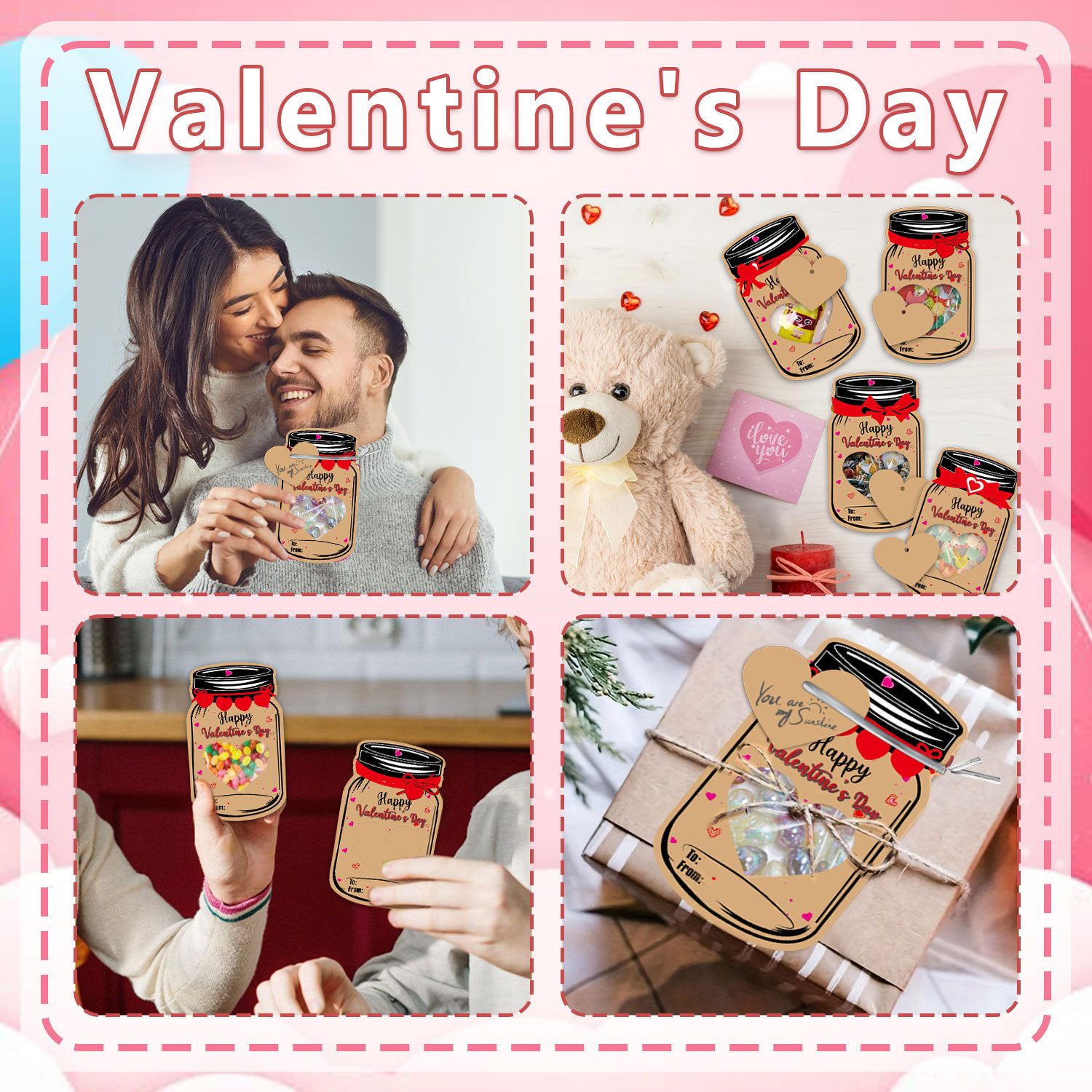 20PCS Valentine's Day Drift Bottle Shaped Gift Card Set - Premium Coated Paper view 3