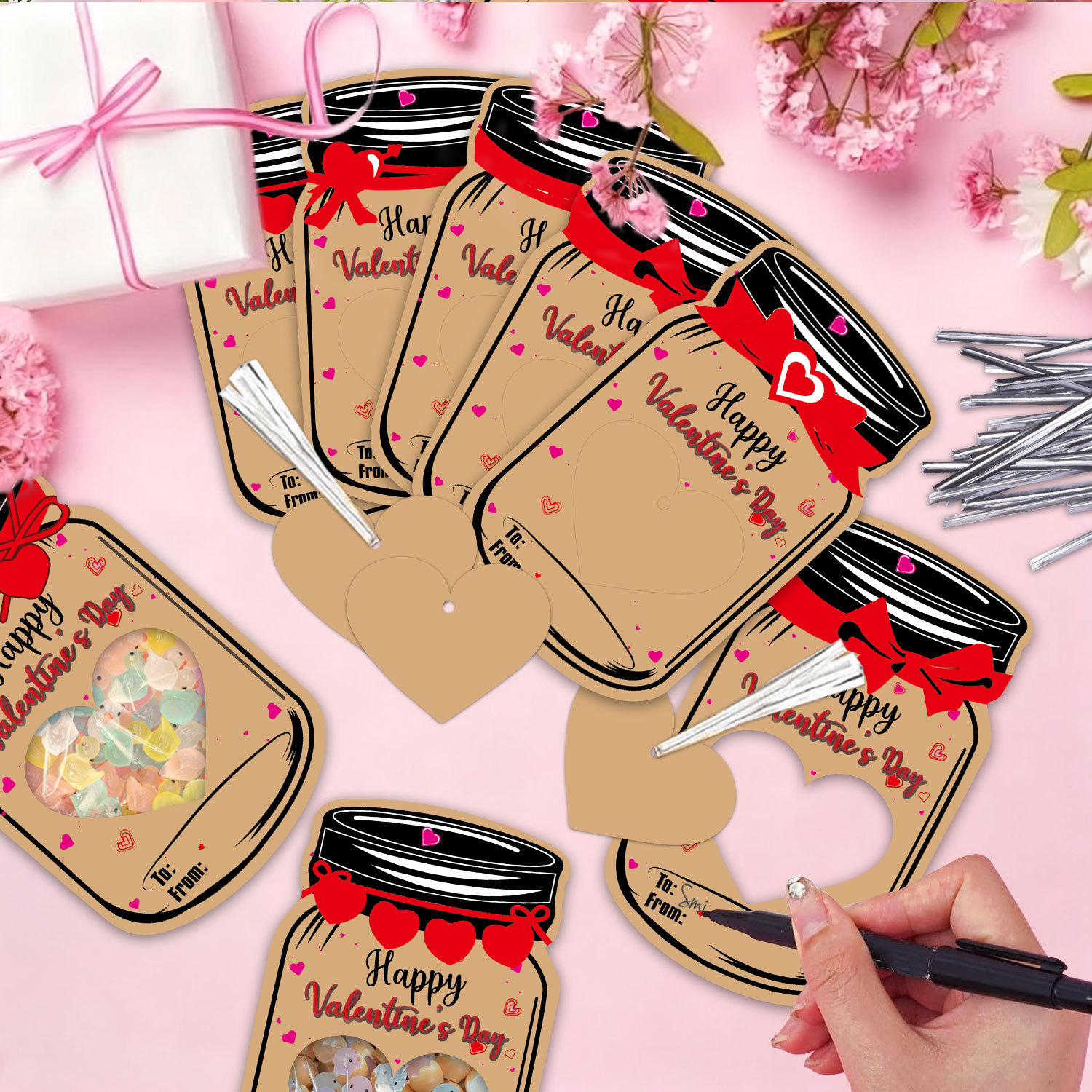 20PCS Valentine's Day Drift Bottle Shaped Gift Card Set - Premium Coated Paper view 4