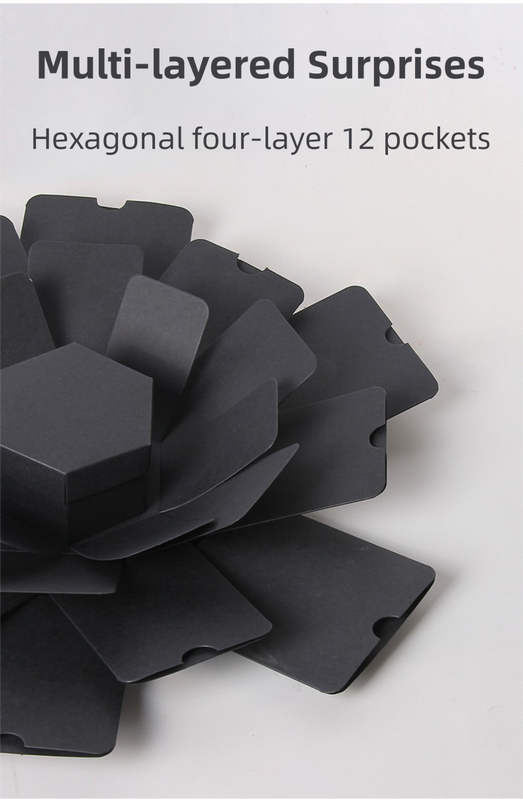 Black Hexagon 4-Layer 12-Pocket Explosion Gift Box(DIY) - Creative Handmade view 4