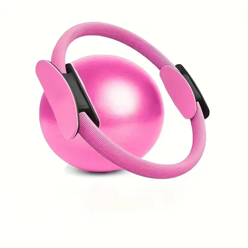 Pink Professional Pilates Ring & Yoga Ball Set - Multipurpose Home Fitness