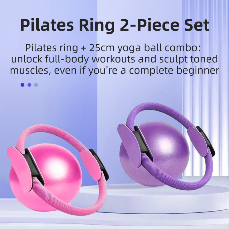 Pink Professional Pilates Ring & Yoga Ball Set - Multipurpose Home Fitness view 2
