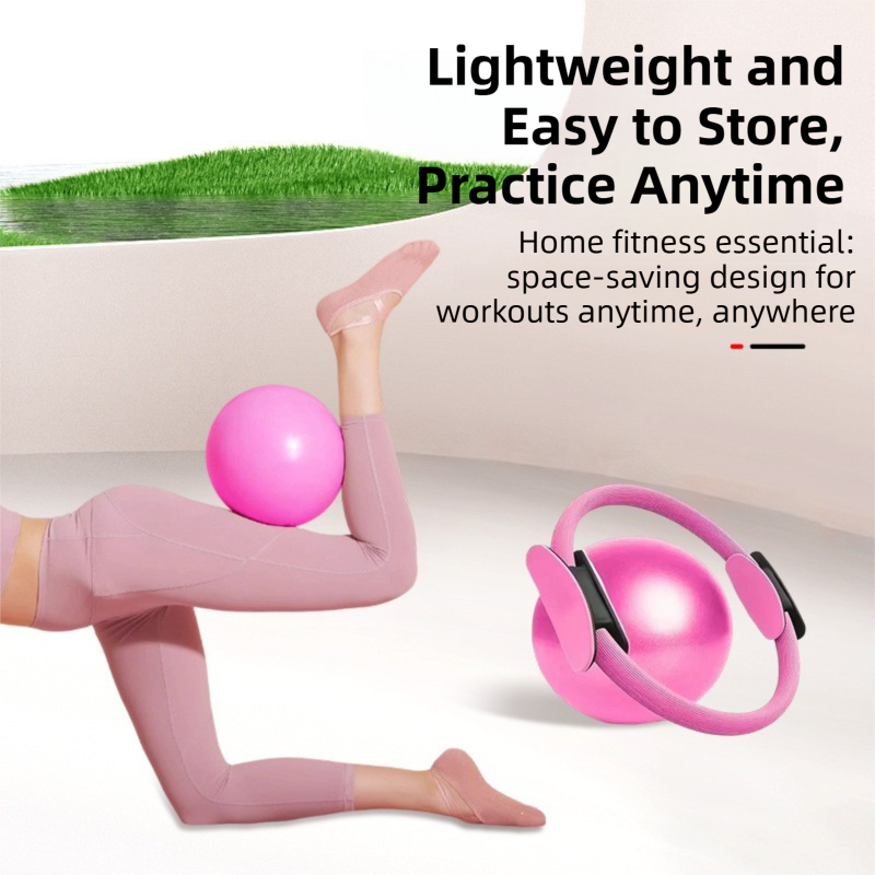 Pink Professional Pilates Ring & Yoga Ball Set - Multipurpose Home Fitness view 5