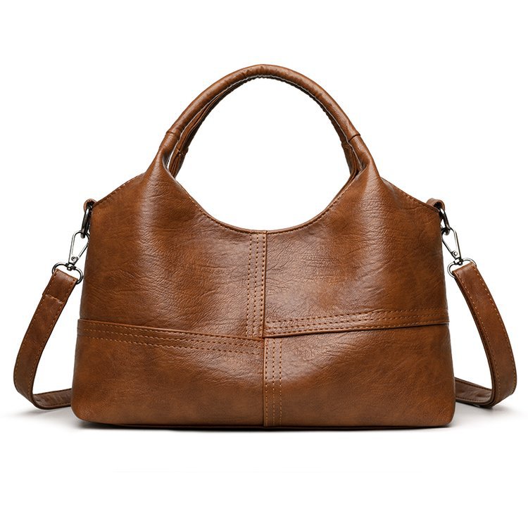 Brown Retro Soft PU Leather Handbag for Women - Trendy Large Capacity Daily