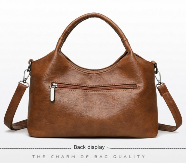 Black Retro Soft PU Leather Handbag for Women - Trendy Large Capacity Daily view 2