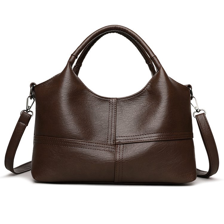 Coffee Retro Soft PU Leather Handbag for Women - Trendy Large Capacity Daily