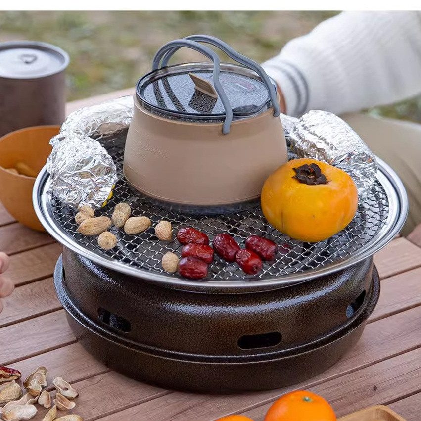 Blue 1L Portable Collapsible Camping Kettle - Food-Grade Silicone Body with view 2