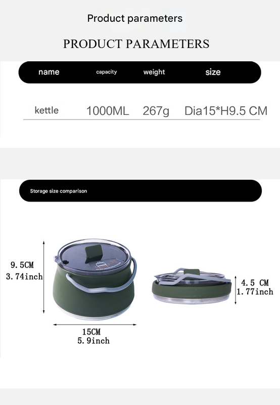Blue 1L Portable Collapsible Camping Kettle - Food-Grade Silicone Body with view 4