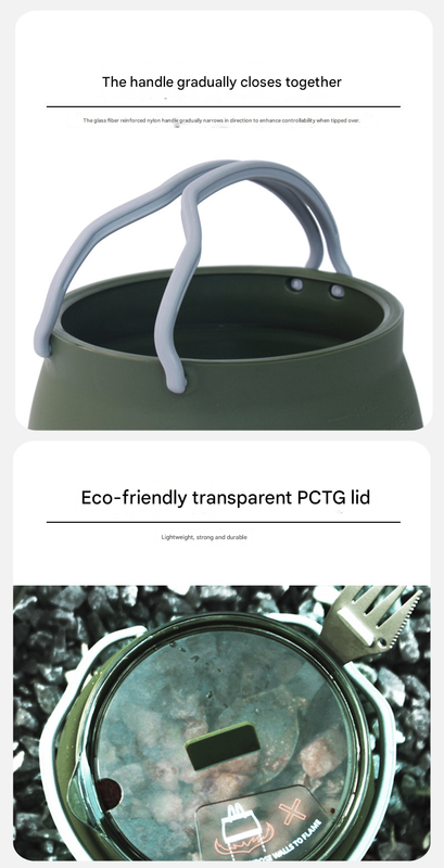 Red 1L Portable Collapsible Camping Kettle - Food-Grade Silicone Body with 304 view 6