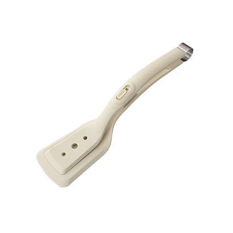 2-in-1 White Silicone Spatula Tongs with Locking Clip & Oil Drainage