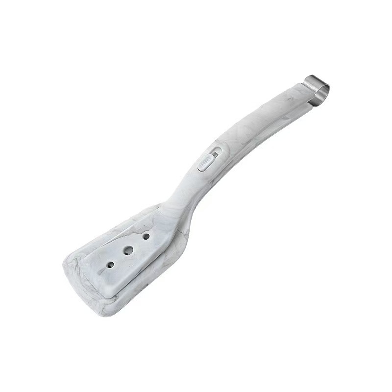 2-in-1 Marble Pattern Silicone Spatula Tongs with Locking Clip & Oil Drainage