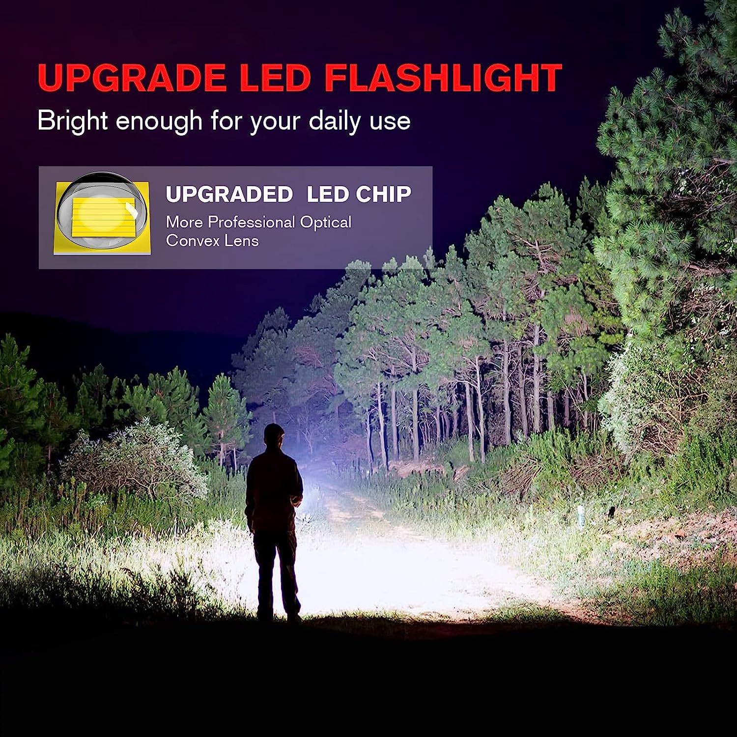 2-Pack High-Powered LED Flashlight with 500m Long Range - Zoomable Focus & view 3