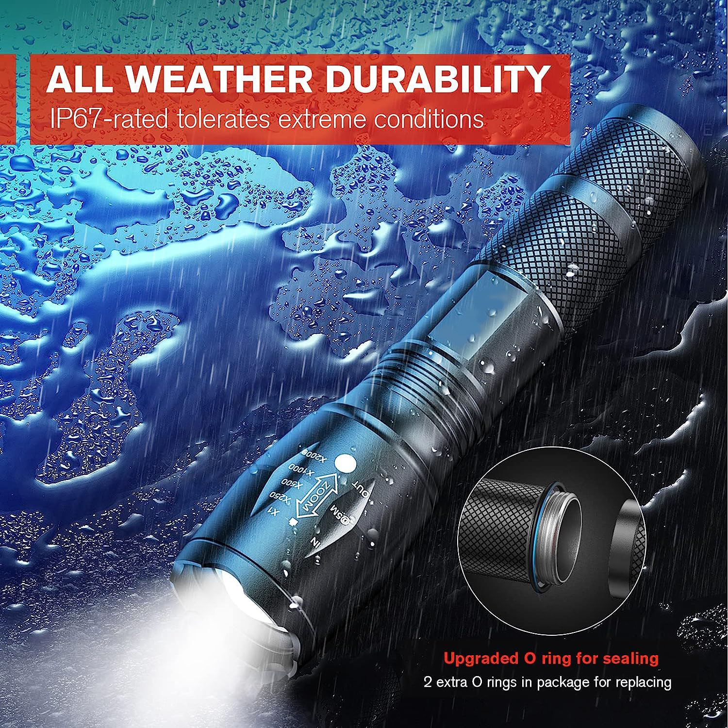 2-Pack High-Powered LED Flashlight with 500m Long Range - Zoomable Focus & view 6