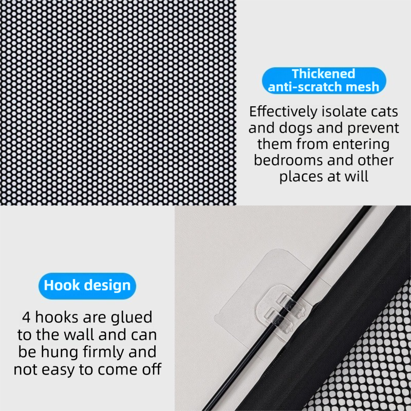 78X130CM Black Retractable Mesh Safety Gate for Pets & Babies view 5