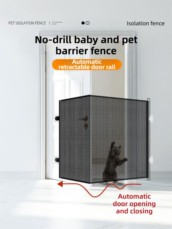 78X150CM Black Retractable Mesh Safety Gate for Pets & Babies view 2