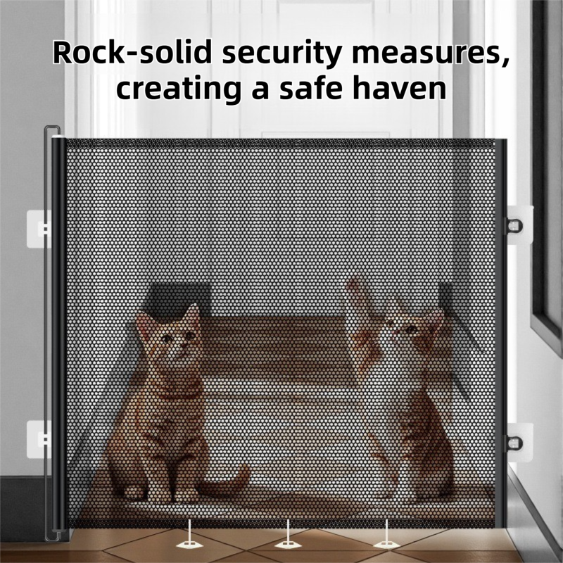 78X150CM Black Retractable Mesh Safety Gate for Pets & Babies view 3