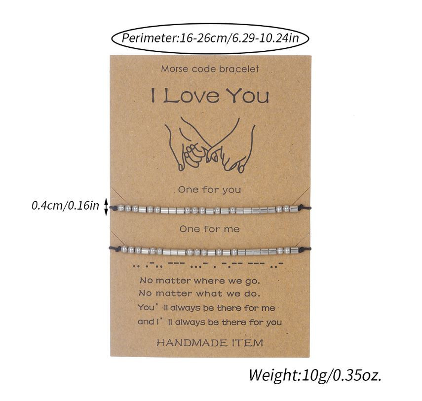 Stainless Steel Morse Code Bracelet(16-26cm) with Secret Message My Person view 5