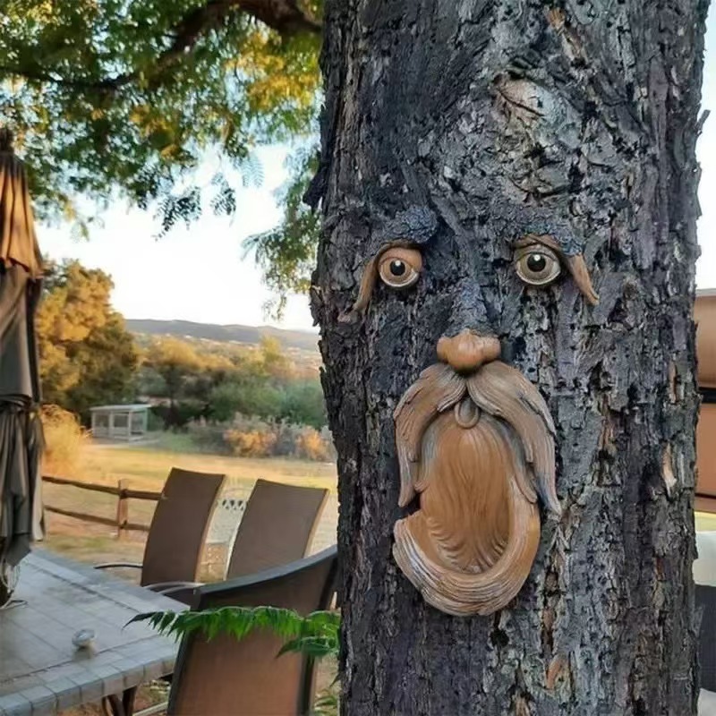 Old Man Tree Face Bird Feeder - Weather-Resistant Resin Bark Wild Bird Feeder view 3