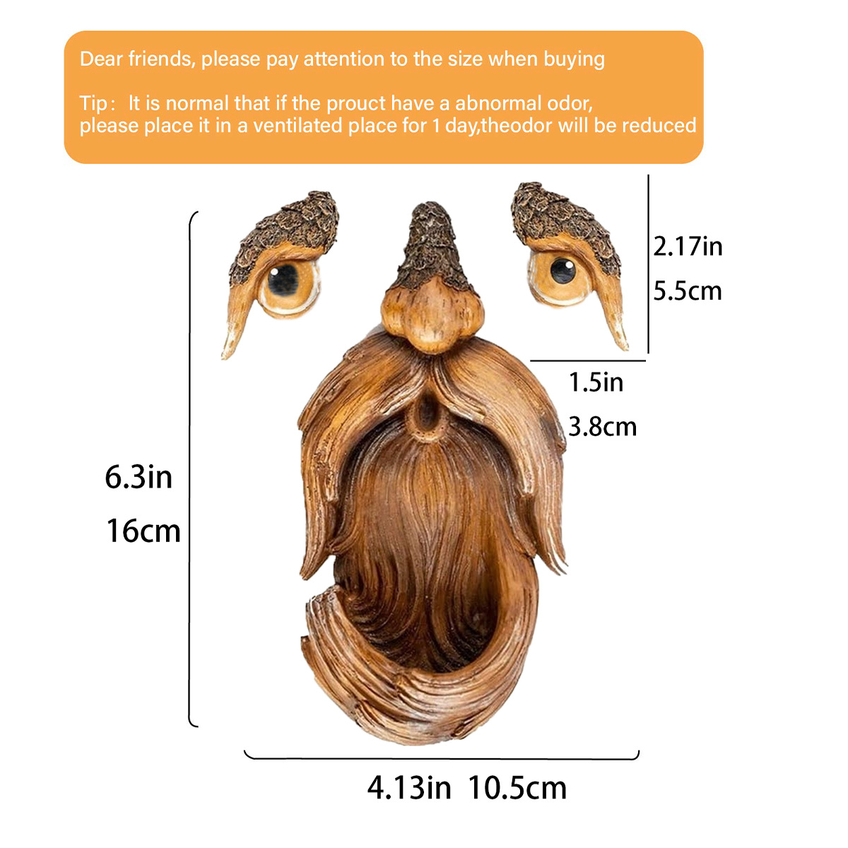 Old Man Tree Face Bird Feeder - Weather-Resistant Resin Bark Wild Bird Feeder view 4